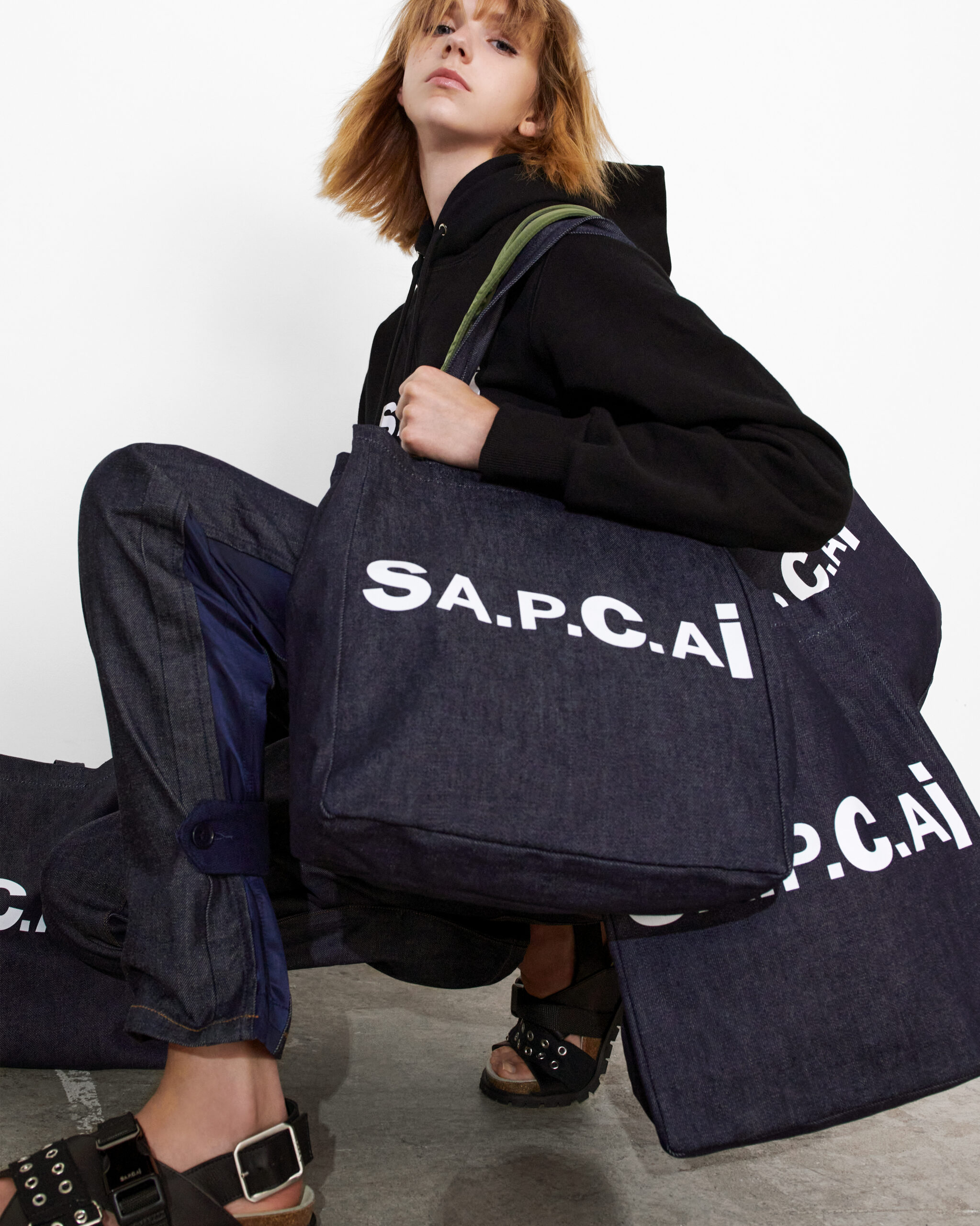 黒 40 新品 sacai A.P.C. レザー サンダル サカイ