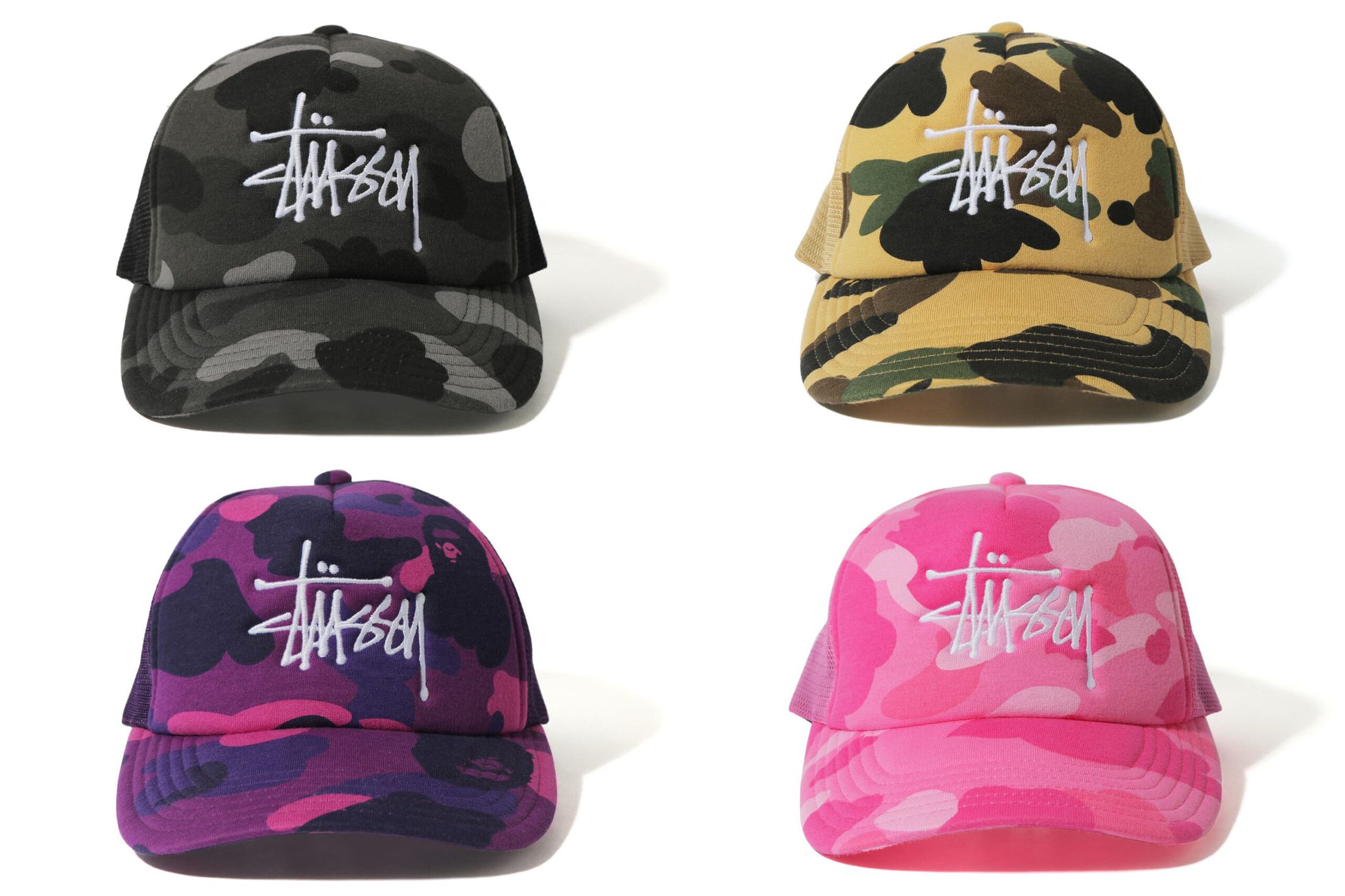 stussy キャップ ape迷彩カモ柄 - キャップ