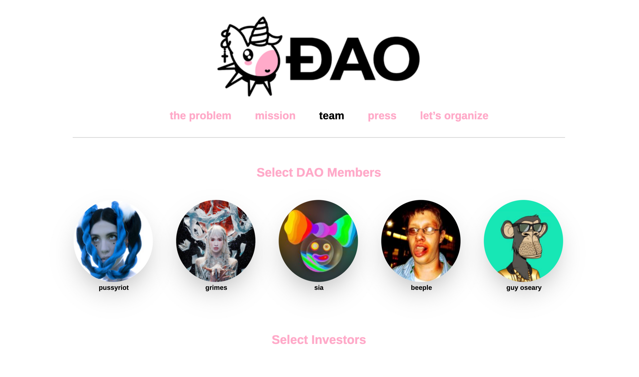 From the official website of Unicorn DAO