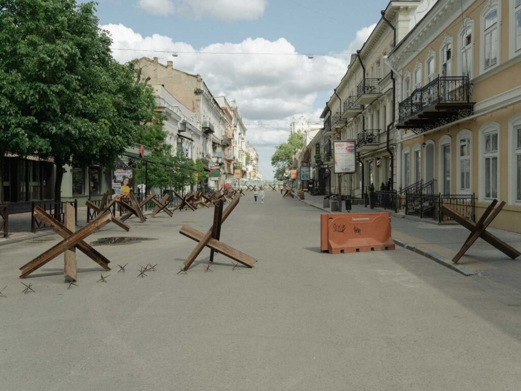 The center of Odessa. Many barricades to prevent tanks from coming in are placed all over the city