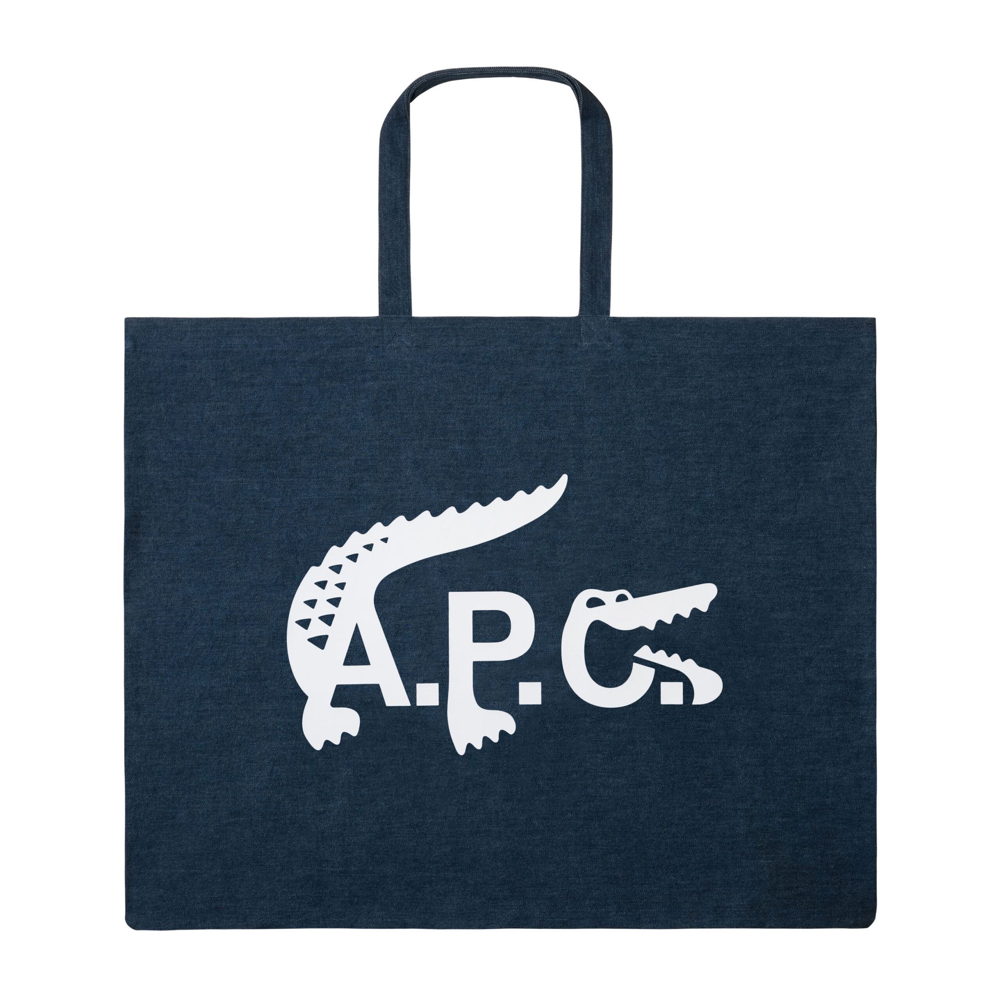 A.P.C.×ラコステ コラボ ビッグロゴインディゴ縦型トートバッグ apc