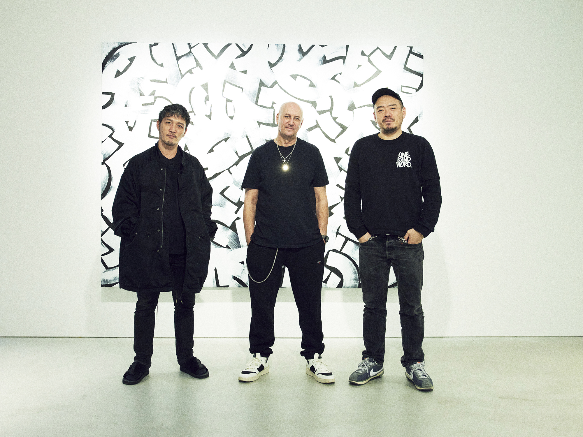 From left: en one tokyo Masayuki Nishimoto, artist Eric Haze, and sacai creative director, Daisuke Genma