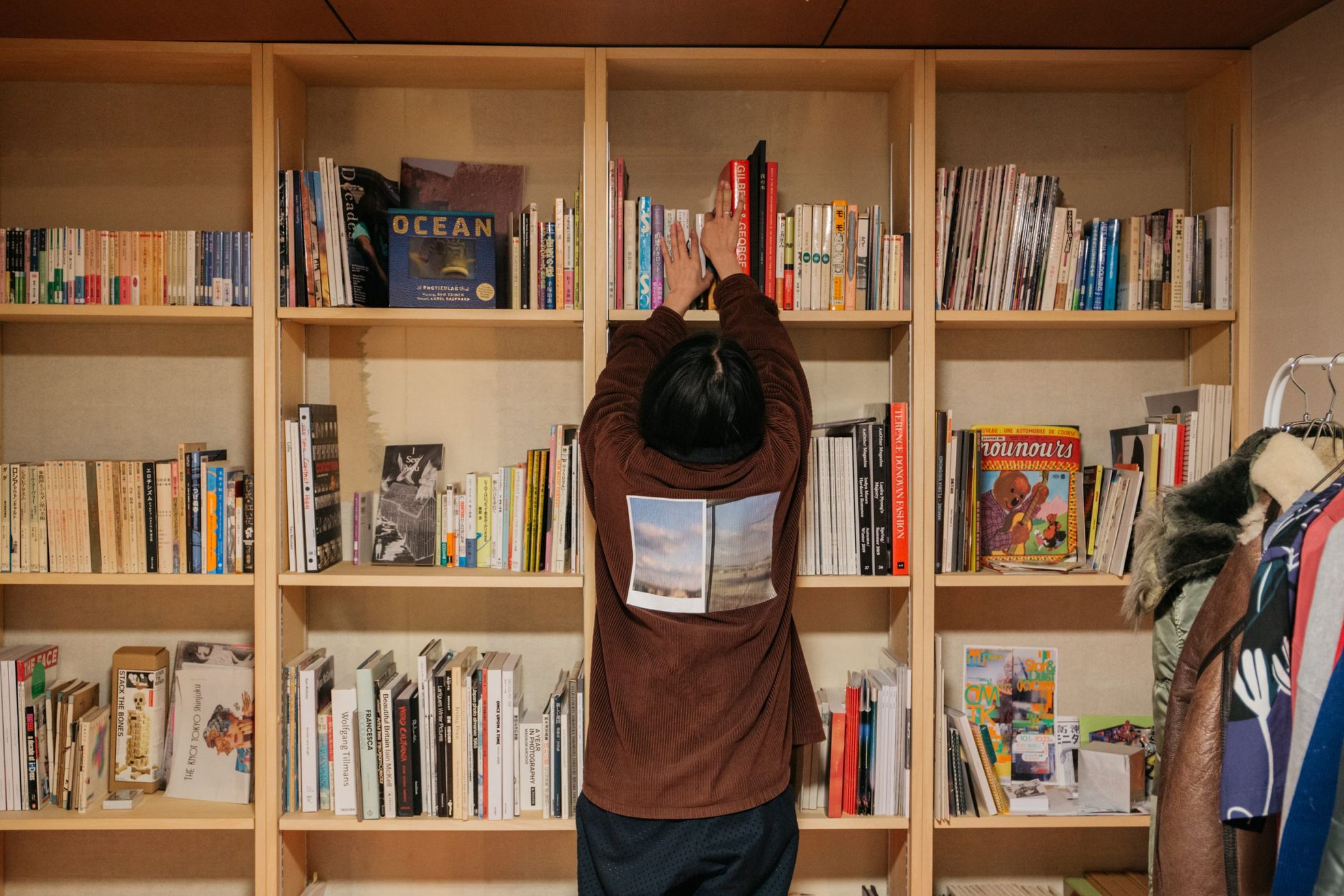 図書室の本棚を整理する和田